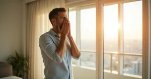 Child with asthma using inhaler in a Dubai apartment — AC duct cleaning improves indoor air quality