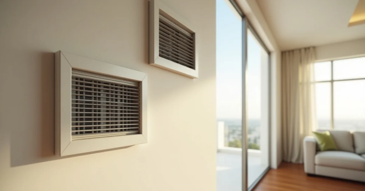 AC duct cleaning technician connecting negative pressure vacuum to ceiling duct access in Dubai apartment
