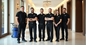 Professional SMS Cleaning team conducting a deep cleaning service in a Dubai villa