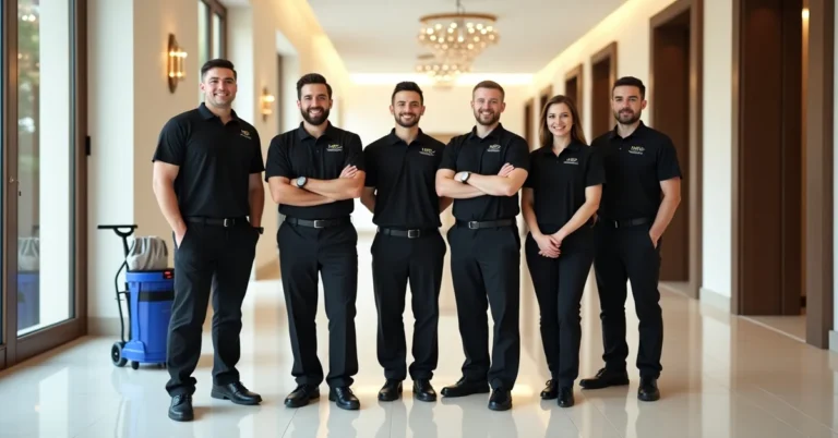 Professional SMS Cleaning team conducting a deep cleaning service in a Dubai villa