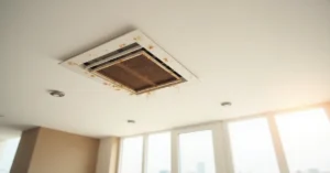 Dubai apartment AC duct supply outlet with visible grey dust accumulation — a clear sign cleaning is needed