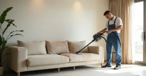 Pricing chart showing sofa cleaning cost in Dubai by sofa type, size, and material
